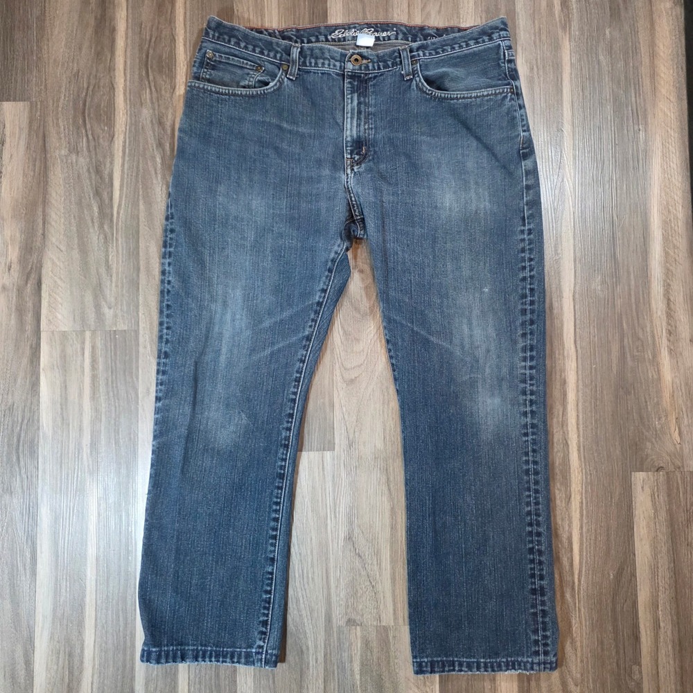 Eddie Bauer Mens Straight Leg Jeans Blue Denim 40x32 (Actual 39x28) Medium Wash - Picture 1 of 12